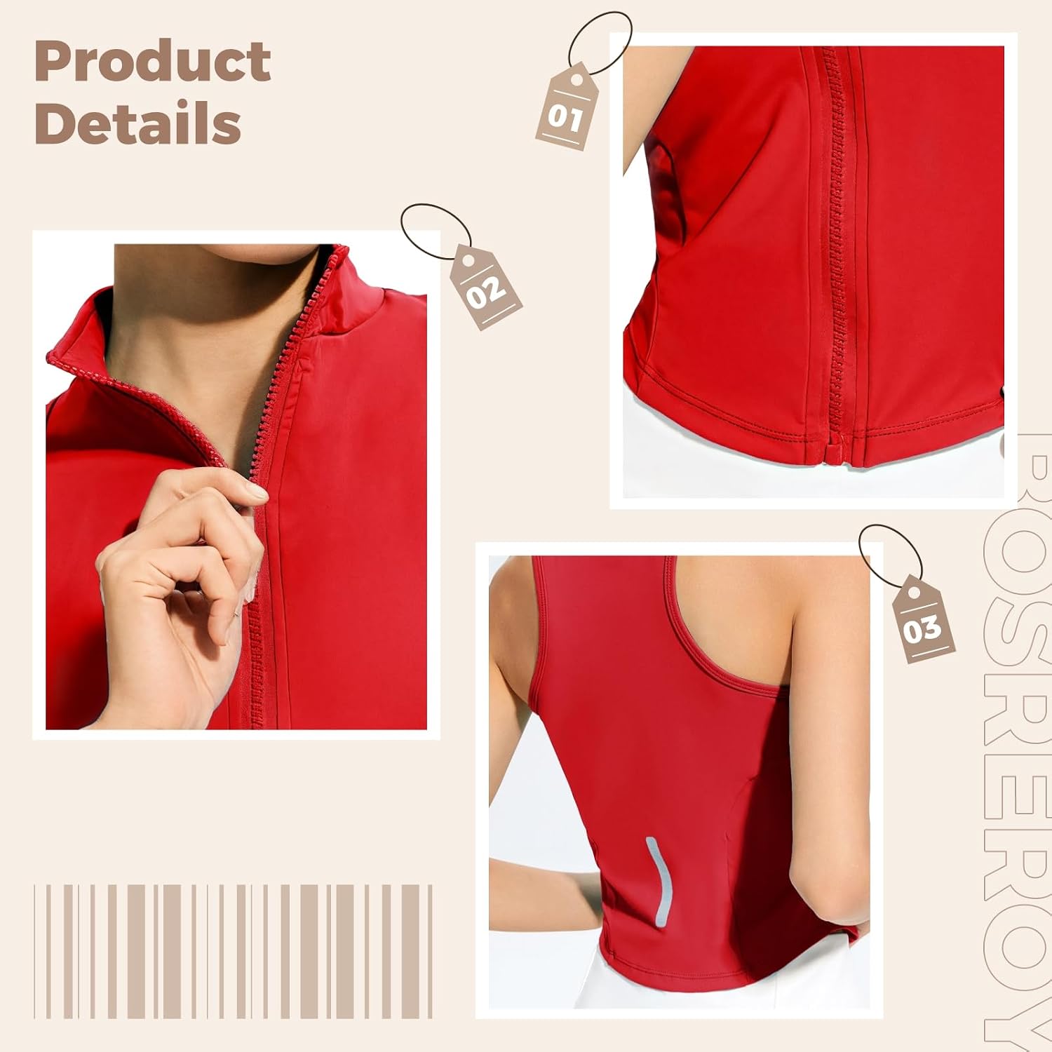 Lightweight Women'S Sports Jacket With Zipper, Running And Gym Vest, Moisture Management, Stretch Comfort, Breathable Fabric, Multi-Size Choices