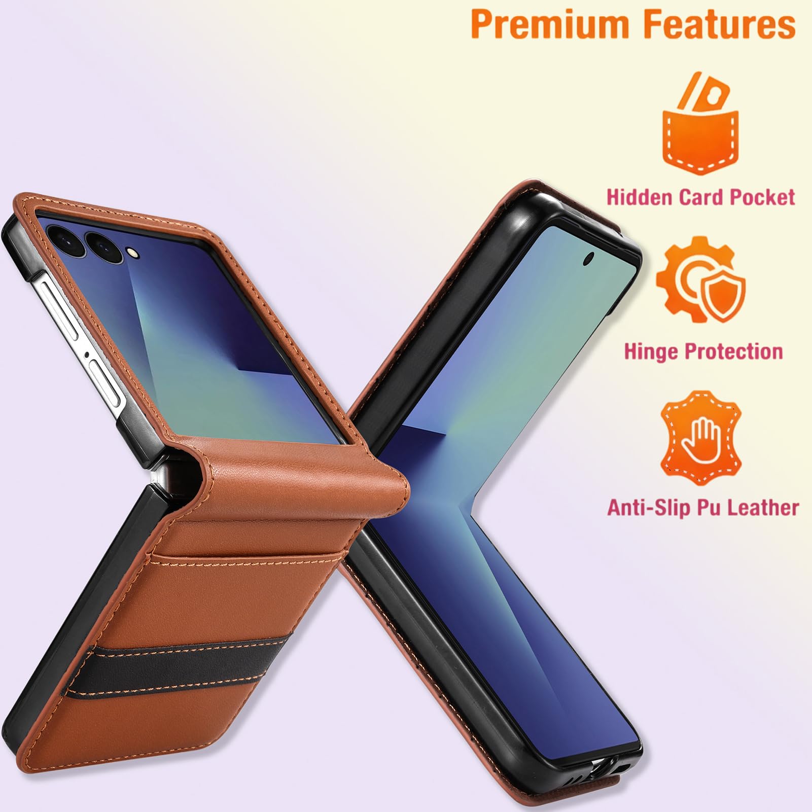 Sottile Cover Per Samsung Galaxy Z Flip 8, A Libro Portacarte In Pelle