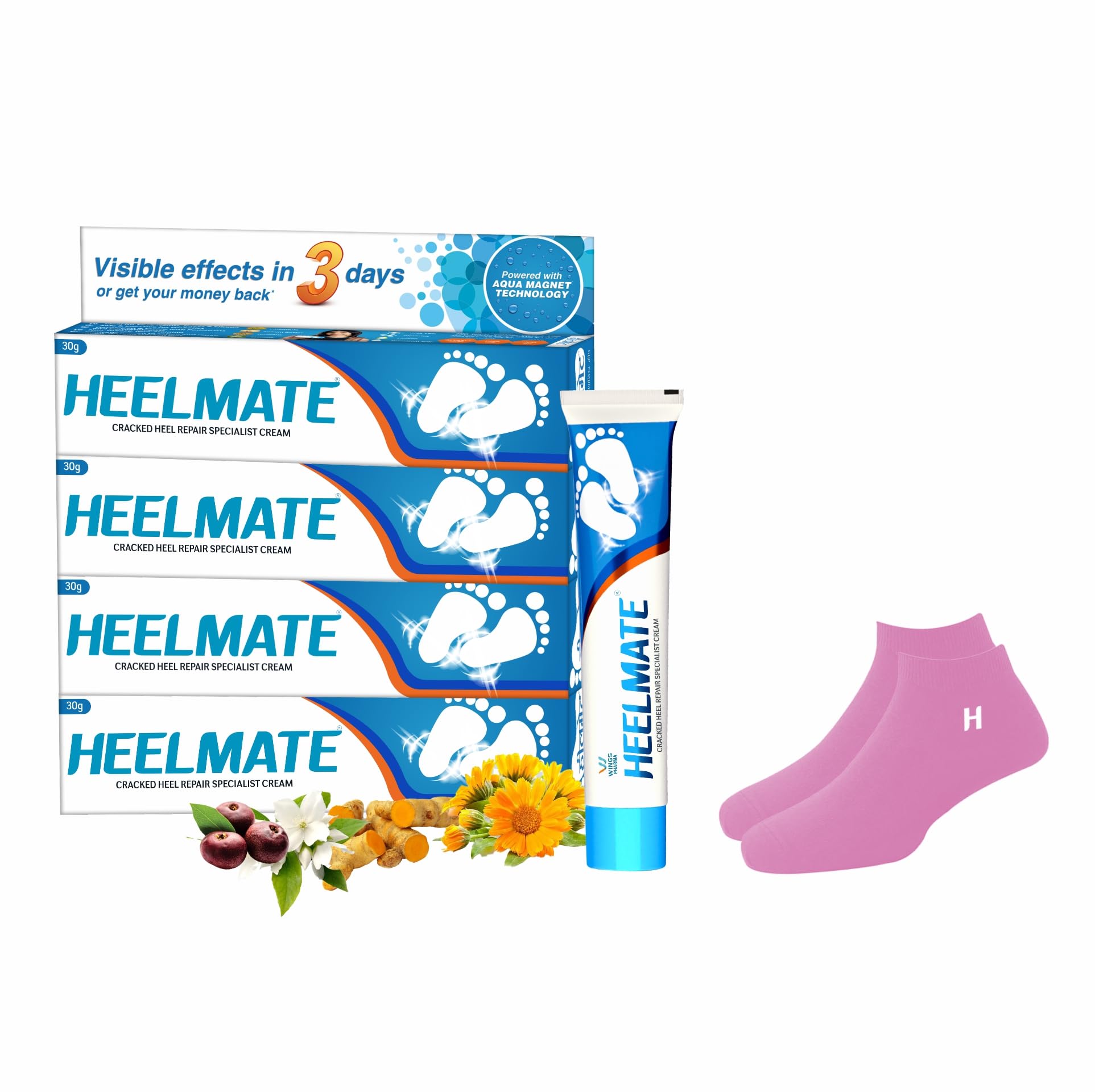 Heelmate Daily Foot Care Combo | Cracked Heel Repair Cream Pack of 4 with Free 1 Pair Ankle Length Socks (Pink) | Deep Moisture & Soothing Care for Dry Heels | Feather-Touch Socks Included (Pink, Pack of 4)-image-49
