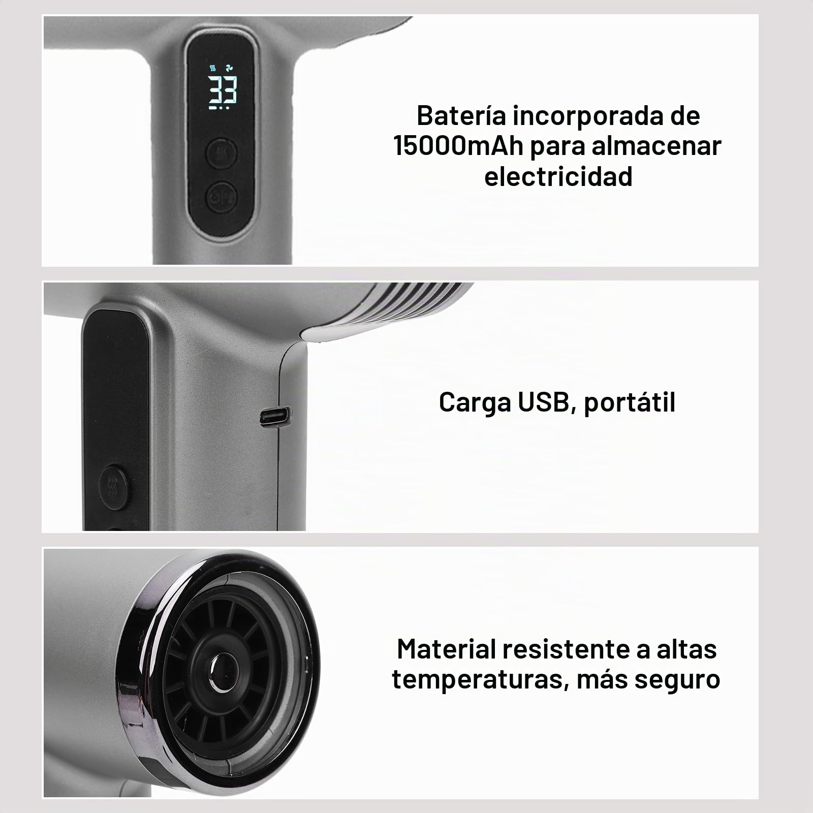 Secador de pelo inalámbrico para mujeres y hombres, secador de pelo de viaje recargable por USB, silencioso, portátil, con boquilla, 100.000 rpm, 200 W, equipo de peinado para dormitorio, viajes