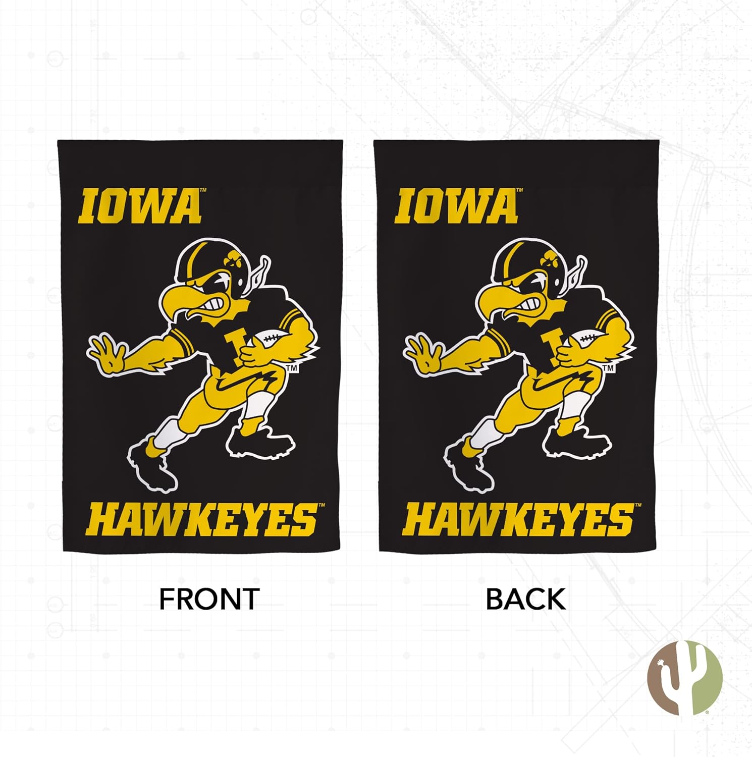 Desert Cactus University of Iowa UI Garden Flag – 19 x 12 inch Iowa Hawkeyes Banner, For Outdoor Display and Events (Design B) - Image 2
