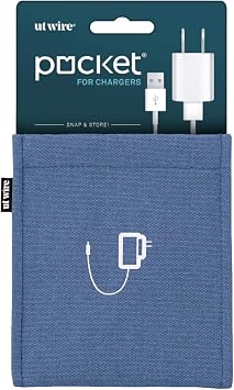 UT Wire Pocket Snap & Store Mobile Charger Case Pouch, Slate Blue