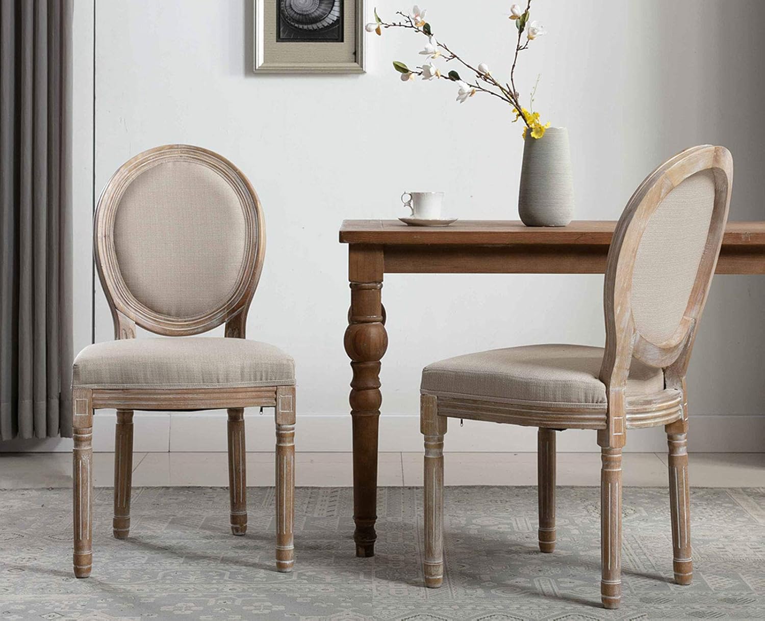 Buy Retro French Round Back Dining Chairs Set Of 2 Upholstered Linen Kitchen Chairs Buy Retro French Round Back Dining Chairs Set Of 2 Upholstered Linen Kitchen Chairs
