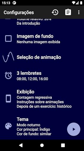 Coerência Cardíaca: exercícios respiratórios, prática constante, cronômetro, animações, sons, vibrad