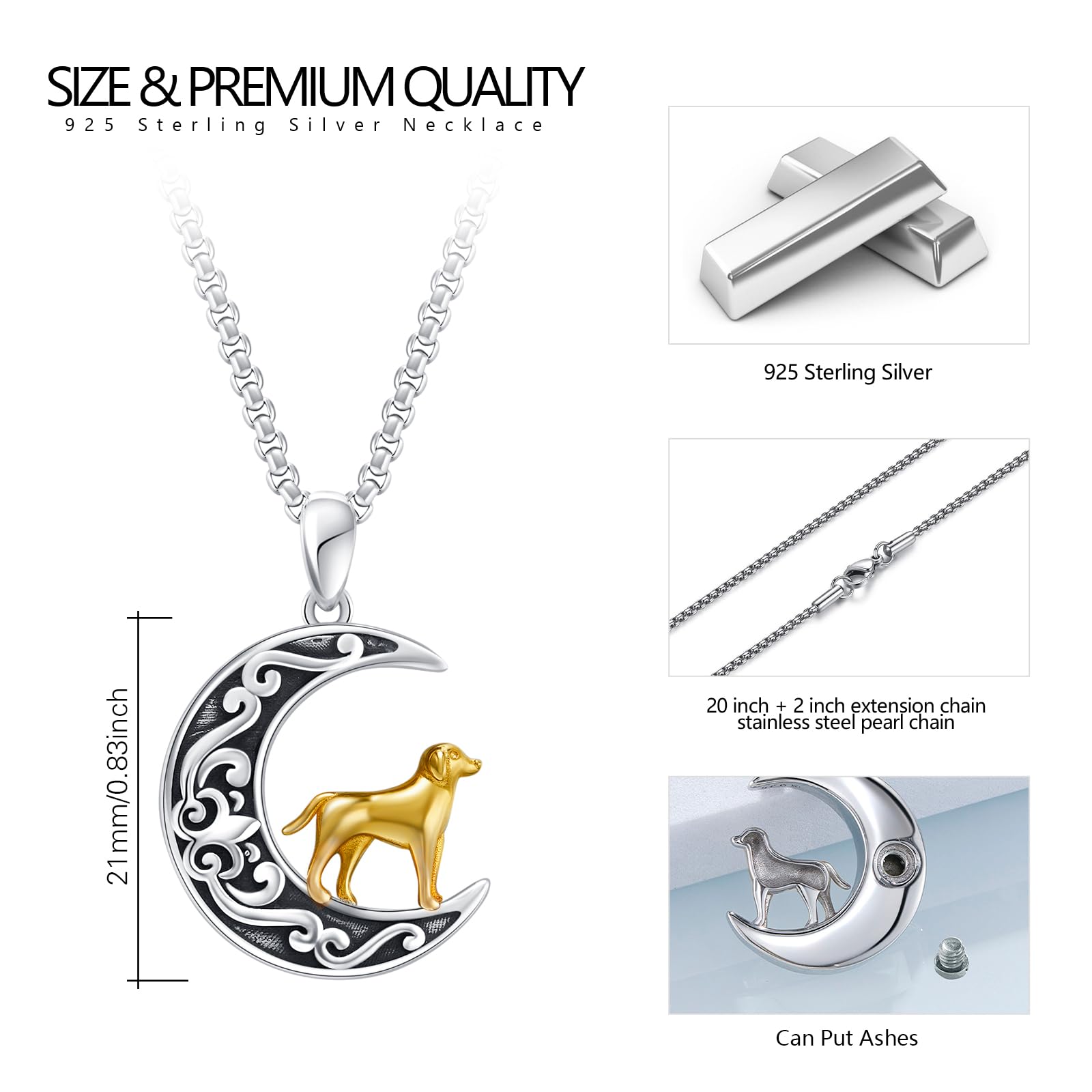 Collana a urna in argento Sterling 925 per ceneri, unisex, gioiello commemorativo