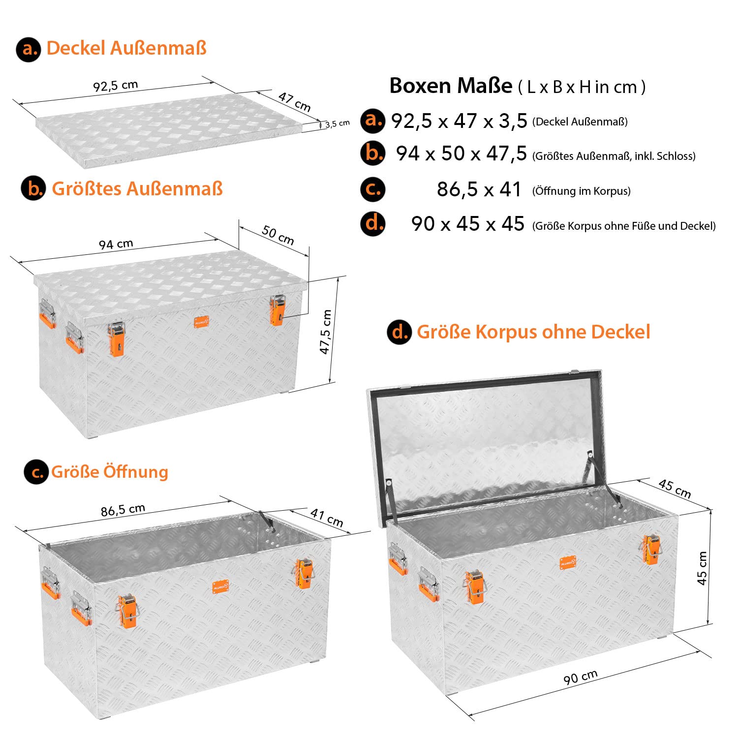 Alubox R180 Aluminium Riffelblech Transportkiste 180 Liter