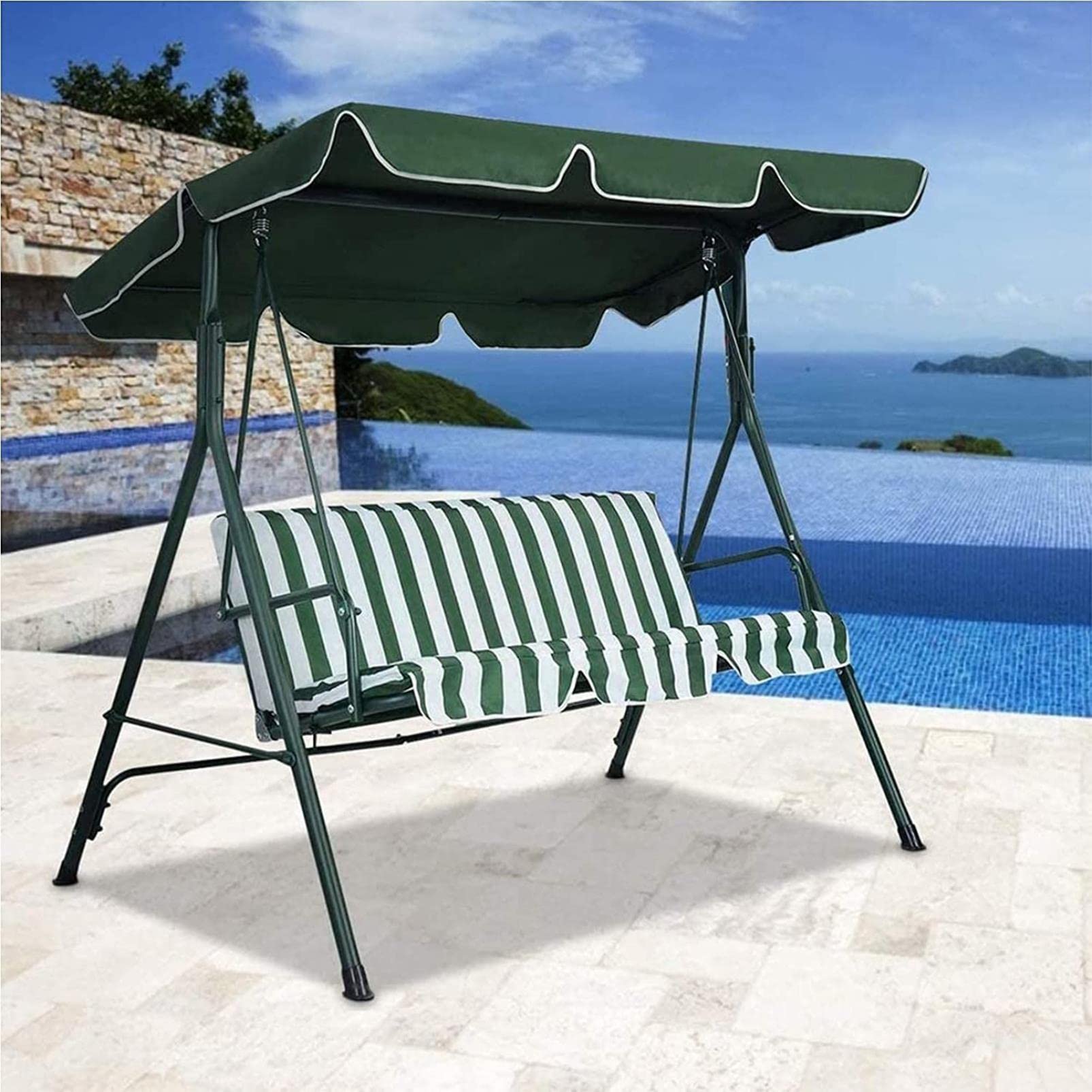 Toit de Rechange pour balancelle, Auvent de Remplacement pour balancelle de Jardin 2 Places ou 3 Places, auvent de Remplacement pour balancelle, Tissu 600D imperméable avec revêtement en PVC