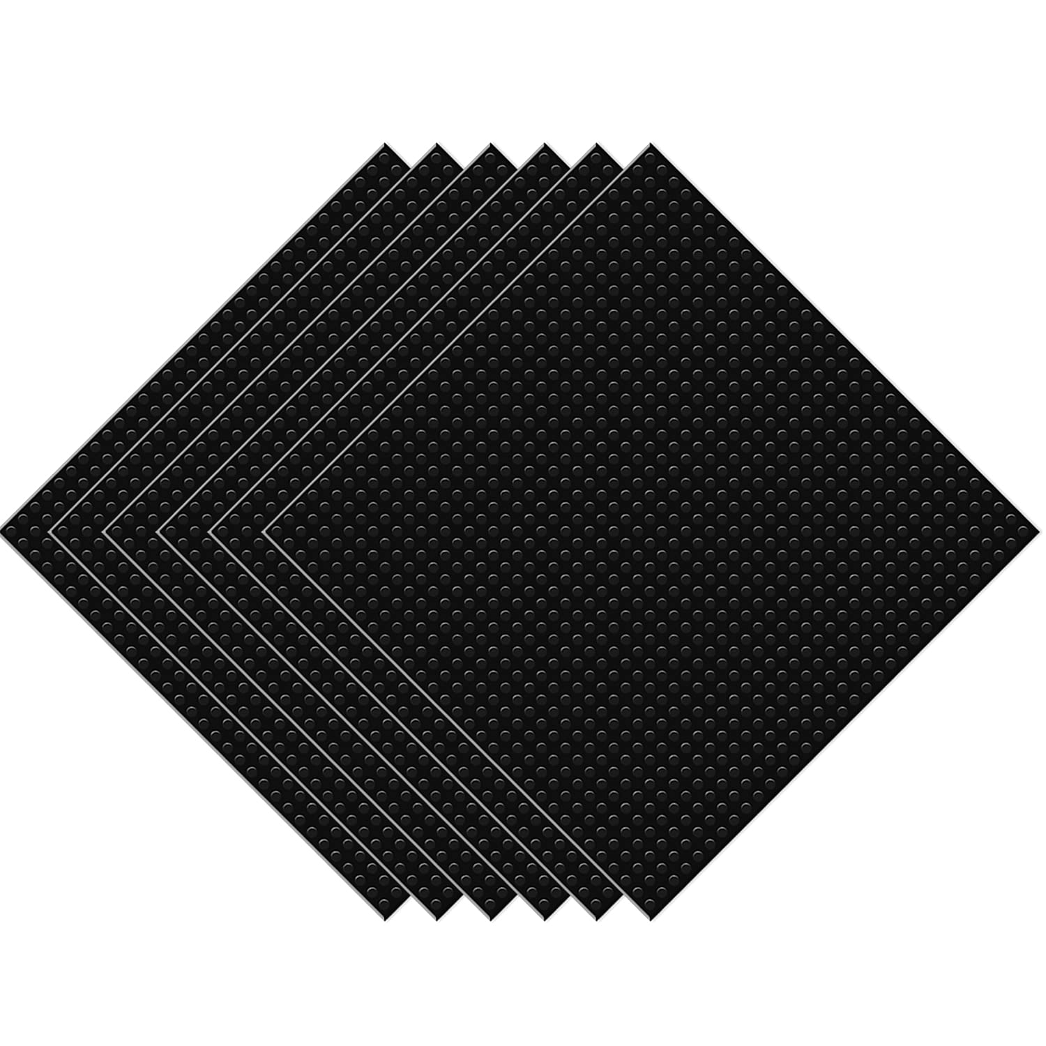 EKIND Classic Building Brick Plates, 10 inch x 10 inch Base Plates for Toy Bricks, STEM Activities & Display Table (6 Pack, Black)