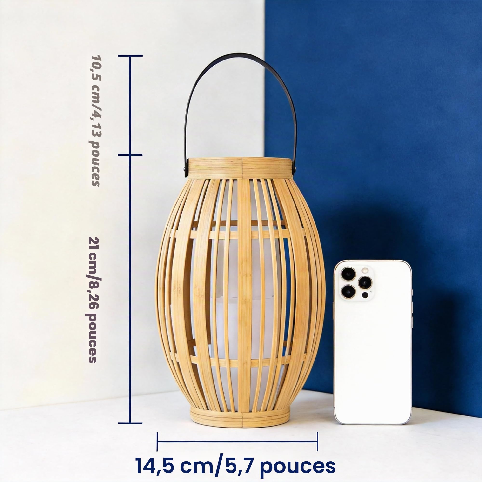 Lanterne Solaire Extérieur Lot de 2, Aspect Bambou Plastique Suspendue | Duo Lampes Jardin Effet Bambou. Jeux d'Ombres Magiques, À Suspendre/Poser. Auto Crépuscule, Étanche Terrasse Balcon