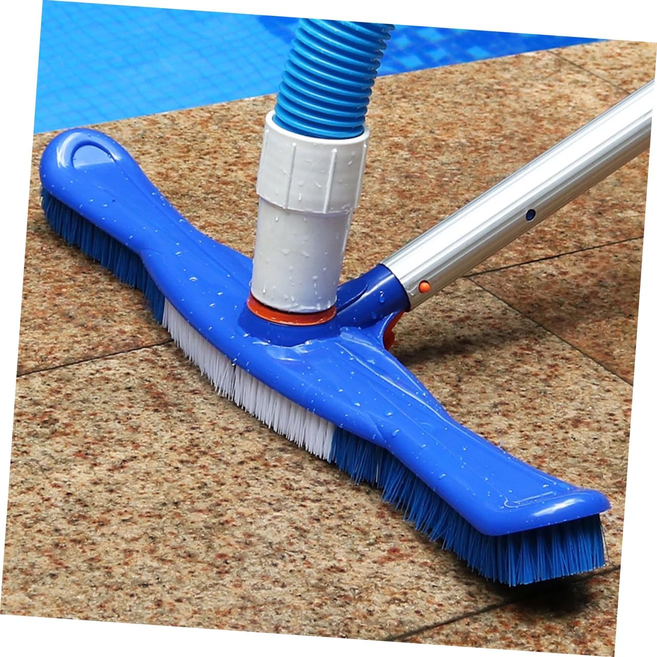 1pc Swimming Pool Brush Plastic Bristles Heavy Duty Cleaner for Walls and Floors for Indoor and Outdoor Surfaces Blue