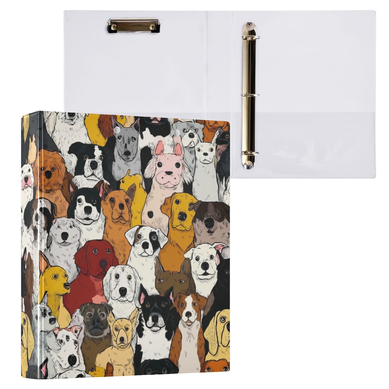 Kcldeci 3 Ring Binder 1.5 inch Binders Dog Puppy Pattern Cute Hardcover Three Ring Binder for Letter Size Paper for Office School 1Pack