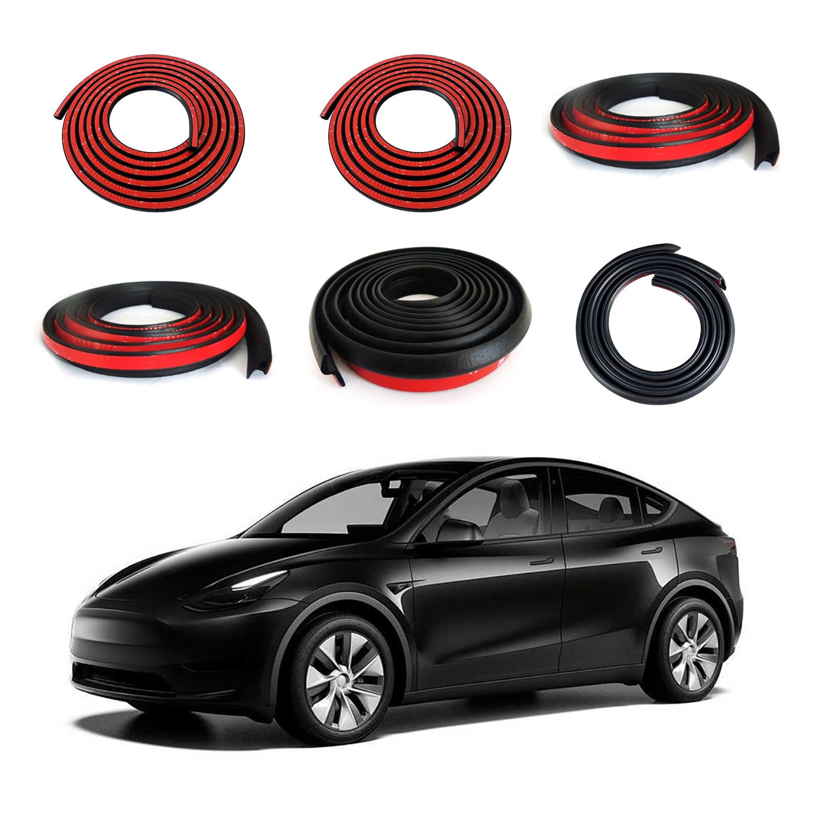 View 1 of DOTAATDW Car Weather Stripping for Tesla Model Y Car Door Rubber Seal Strip Self Adhesive Auto Soundproofing Weatherstrip for Front/Rear Trunk A-Pillar B-Pillar Front/Rear Door