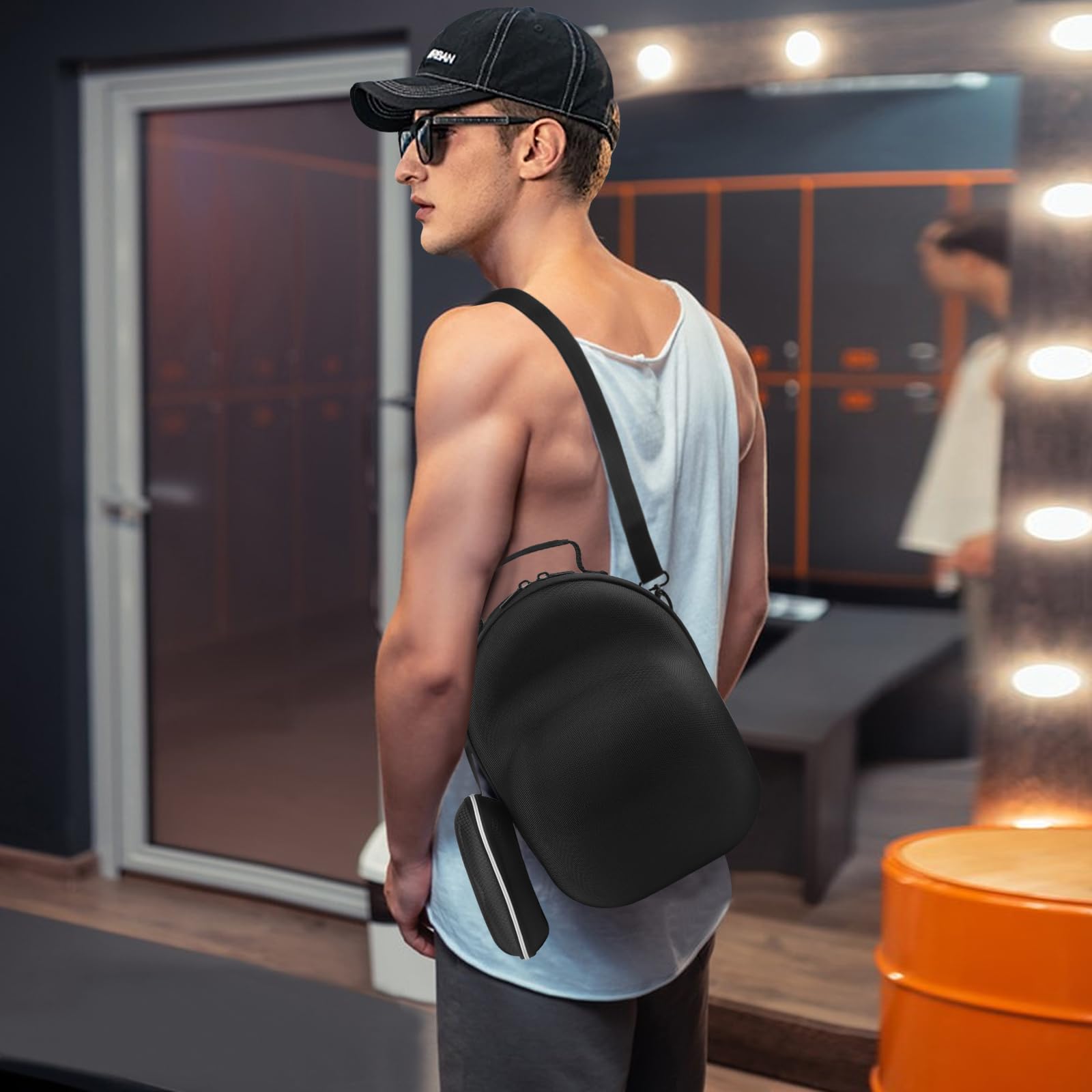 Estuche para gorras de béisbol: 6 fundas de viaje con asa de transporte, fundas desmontables y clip organizador, Black, Talla única
