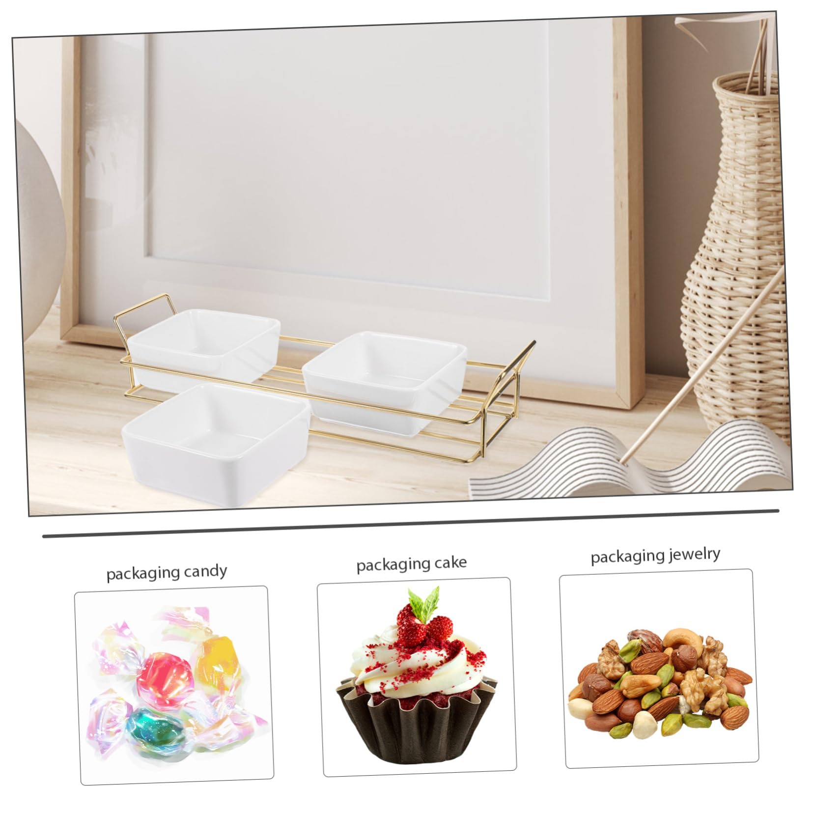 ABOOFAN Vassoio Porta Frutta Secca in Ferro e Ceramica con Design Elegante, Stabile e Funzionale per Cucina e Casa, Set per Snack e Dolci