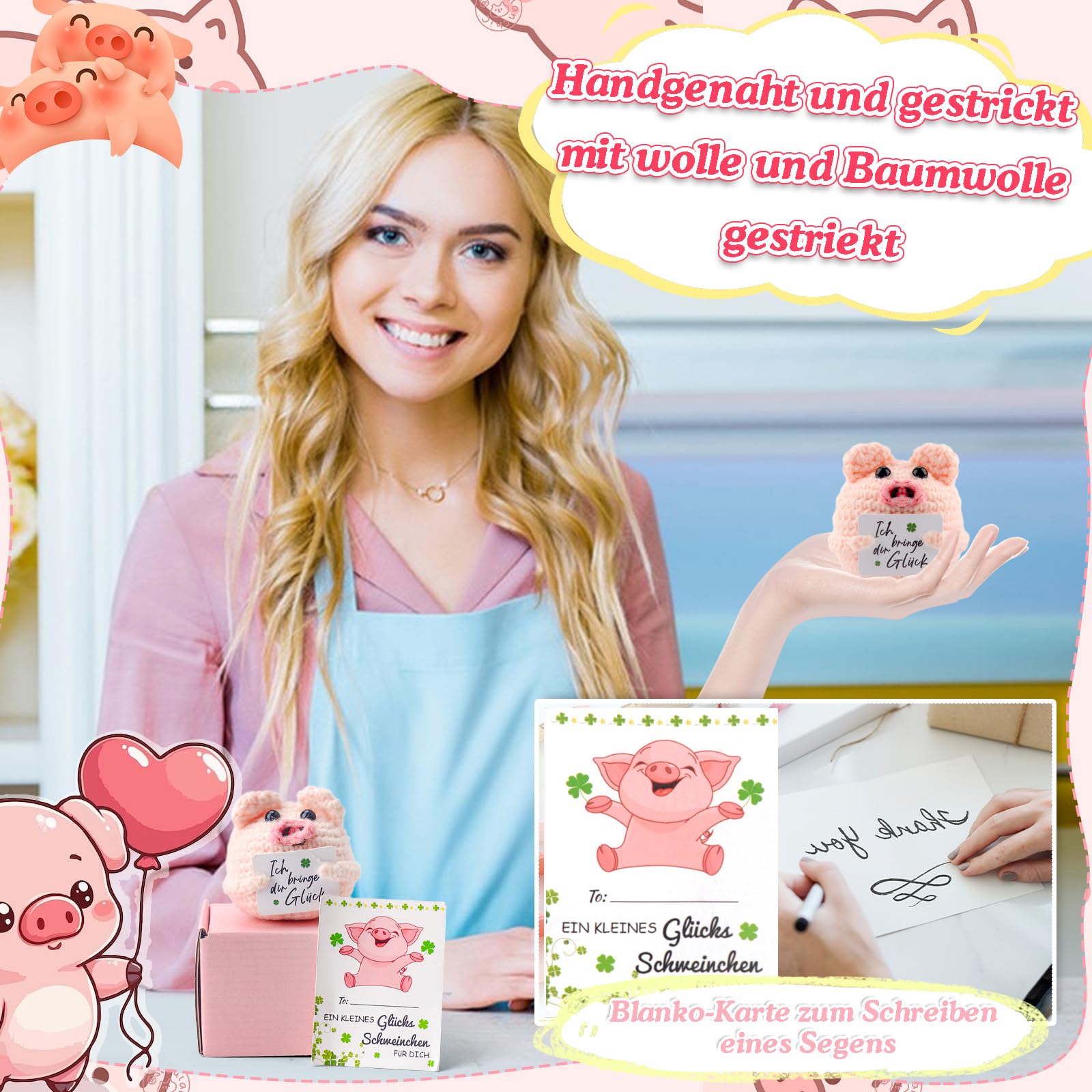 Audasi Pocket Hug Lucky Pigs, Positive Gifts, Mini Pig Doll and Small Hug Lucky Charm Upgrade Packaging with Gift Box - Image 3