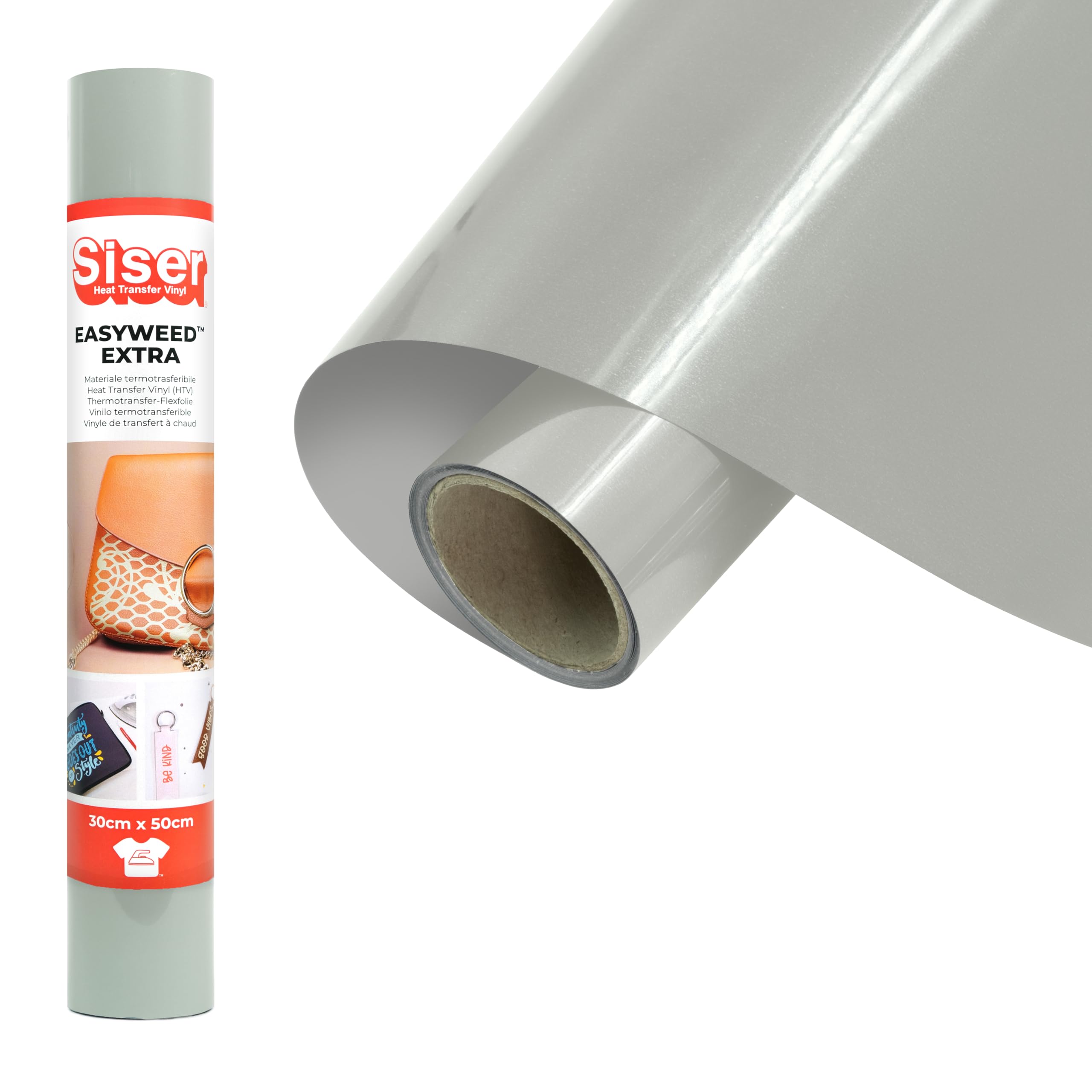 Siser® EasyWeed® Extra Grey, 30 cm x 0.5 m, Heat Transfer Vinyl for Customising Nylon, Leather, Treated Fabrics