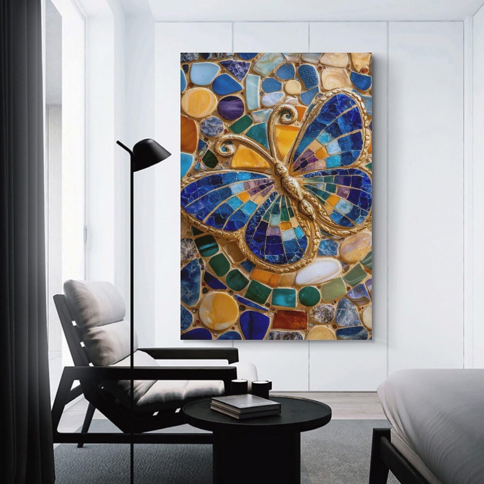 Junmoney Mosaic Butterfly Art Canvas Wall Decor, 20x30inch(50x75cm), for Office, Study Or Home Workspace, Wall Art That Adds Style to Work Areas