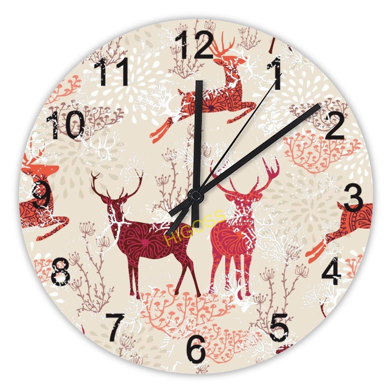 Horloge murale pour la maison style rustique avec grand motif cerf