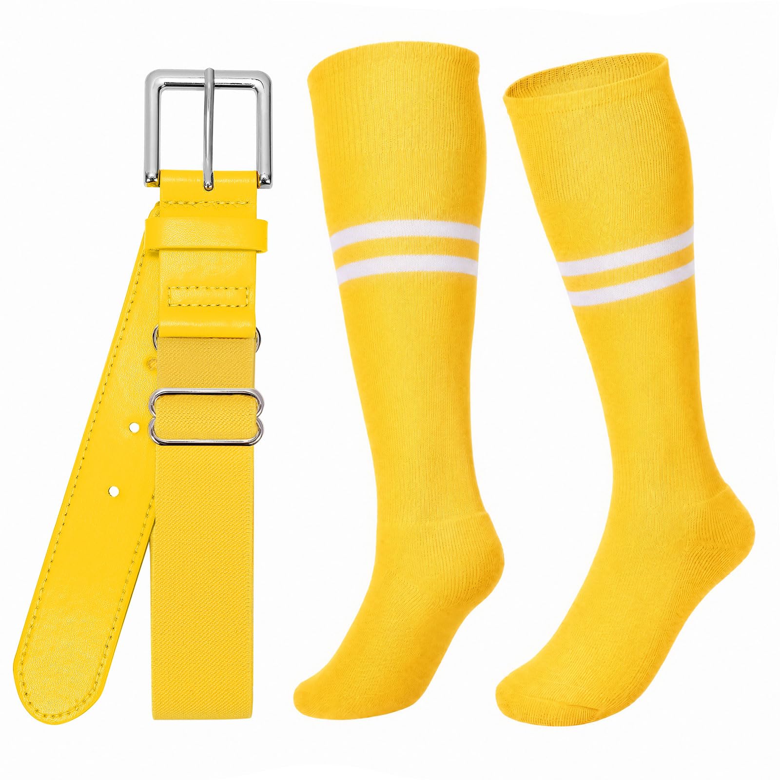 XZQTIVE Baseball Softball Socks and Belt Combo Set Adjustable Softball Socks and Elastic Belt for Kids Youth Adult