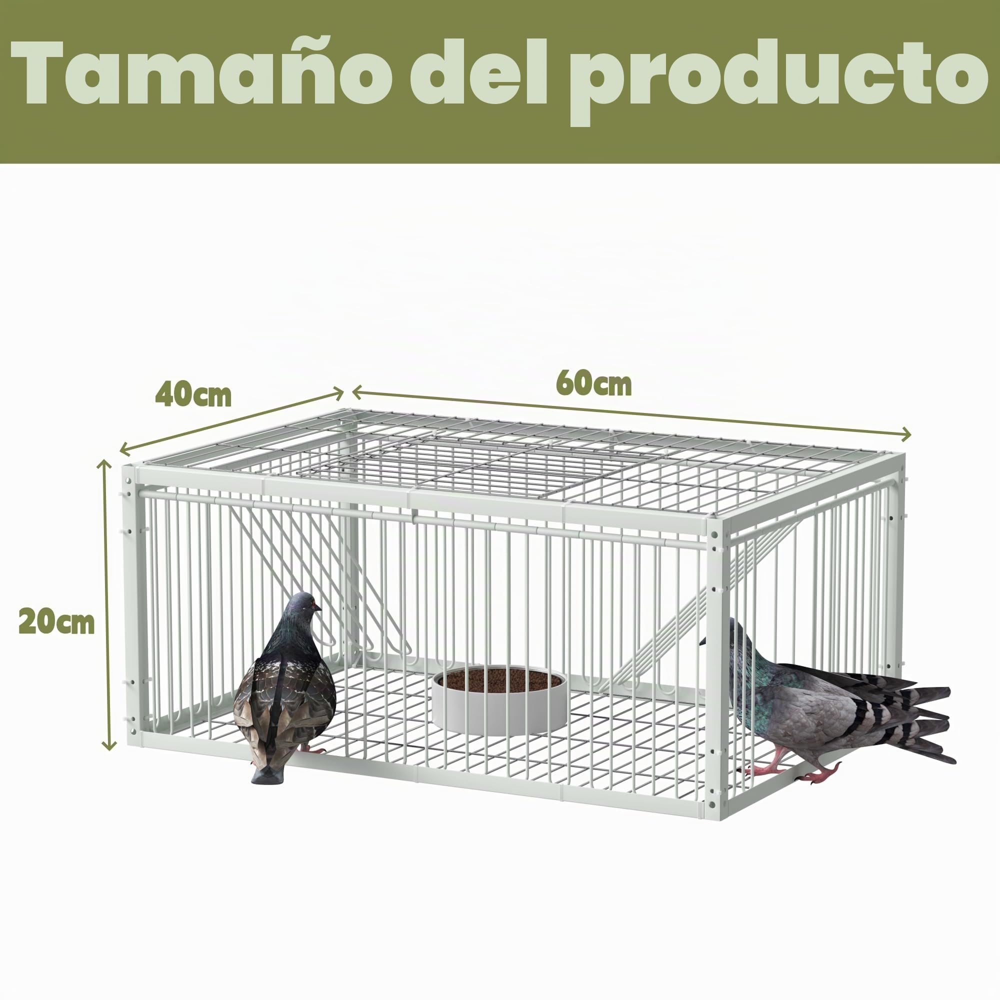 Jaula de trampa para palomas con entrada unidireccional (4 puertas), jaula de captura de pájaros, jaula de trampa automática con diseño a prueba de escape, jaula para pájaros para palomas de