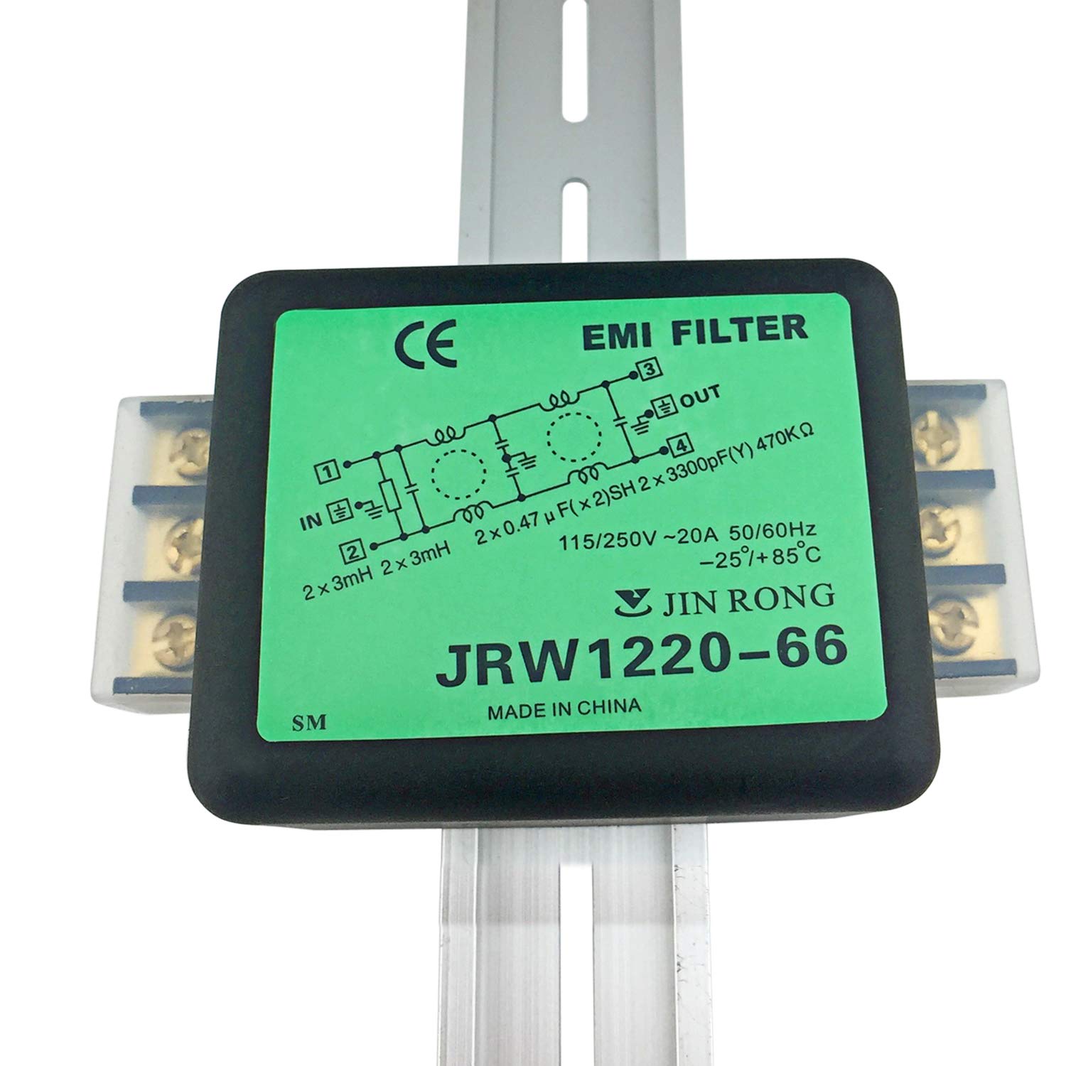 Noise Suppressor Power EMI Filter Termianl Single-Phase Line-Conditioner JIN RONG AC 115/250V 20A JRW1220-66 (20A)1
