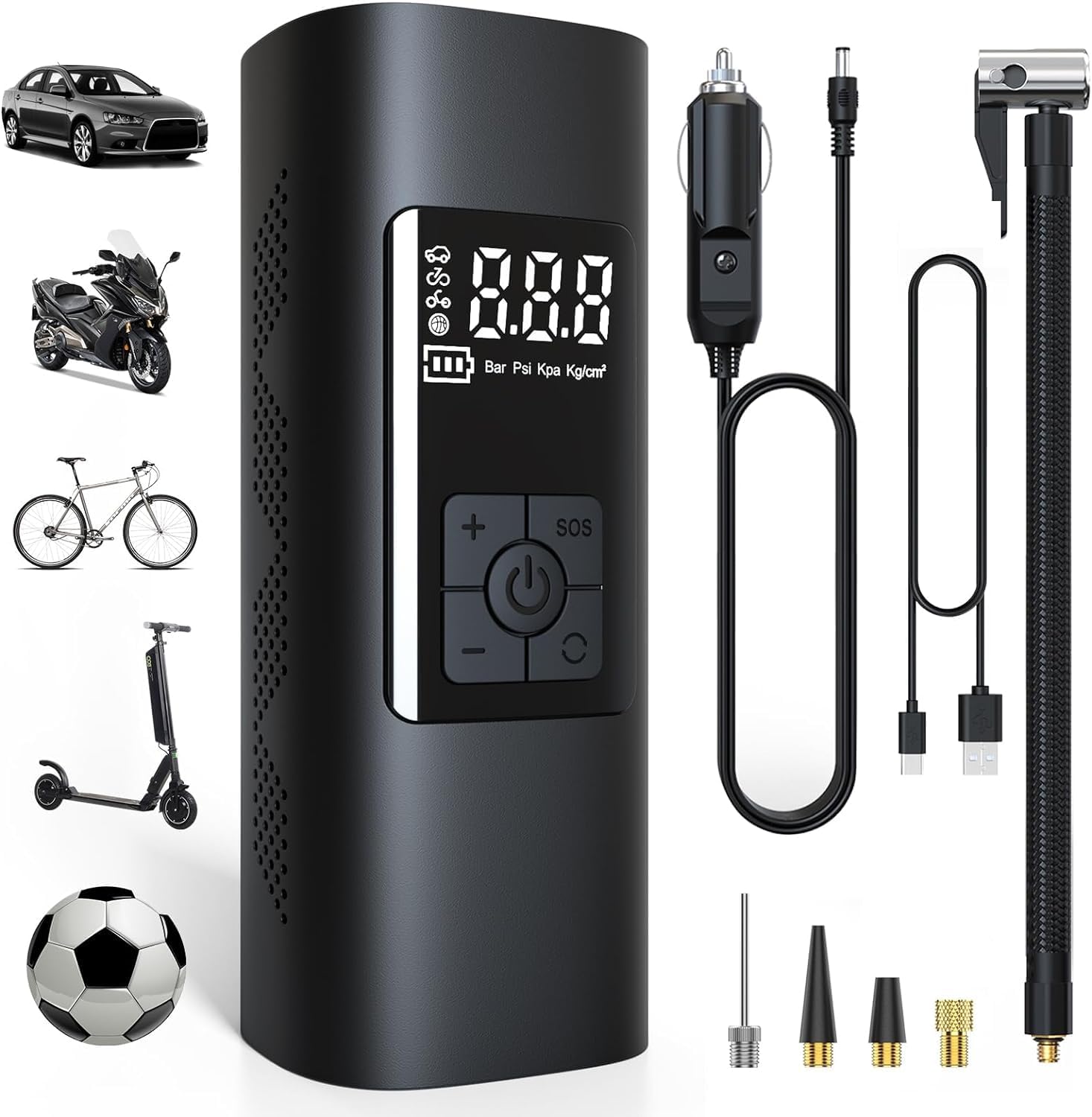 CXY Compresseur à Air Portatif, 12V Compresseur Voiture avec Lumière