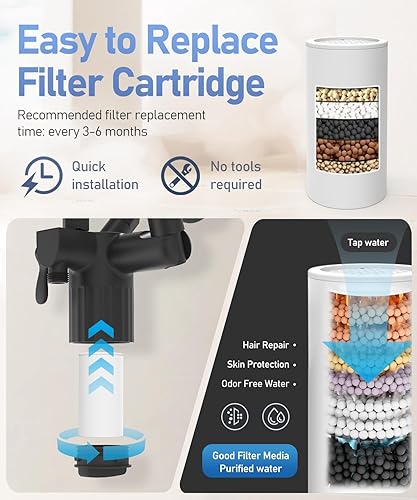 Miniatura 2 de Cabezal de ducha filtrado con combo de rociador de mano, cabezal de ducha de lluvia de alta presión de 12 pulgadas con barra deslizante ajustable,