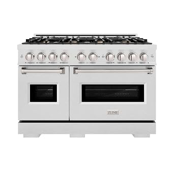 ZLINE 48 in. 6.7 cu. ft. Classic Double Oven Dual Fuel Range in Satin Stainless Steel with 8 Brass Burners CDRS-BR-48