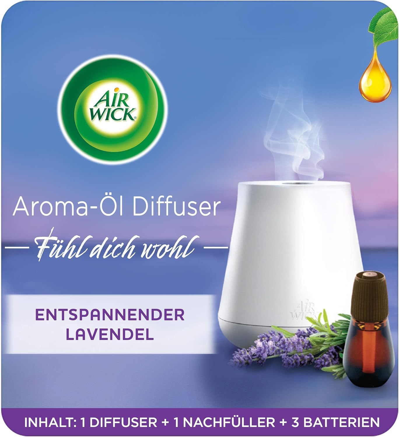 Air Wick Aroma öl Diffuser Selber Nachfüllen Air Wick Aroma-Öl Diffuser – Starter Set mit Diffuser und Duft-Flakon