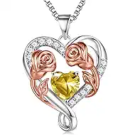 JKK Valentines Day Gifts for Her - S925 Sterling Silver 12 Month Birthstone Necklaces Mothers Day Birthday Christmas Gifts for Women Wife Mom