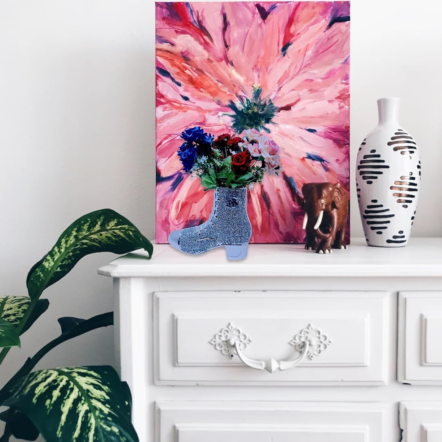 Crystal Crown® Verpletterde diamant zilver sprankelende lippenstift ornament plank zitter bling