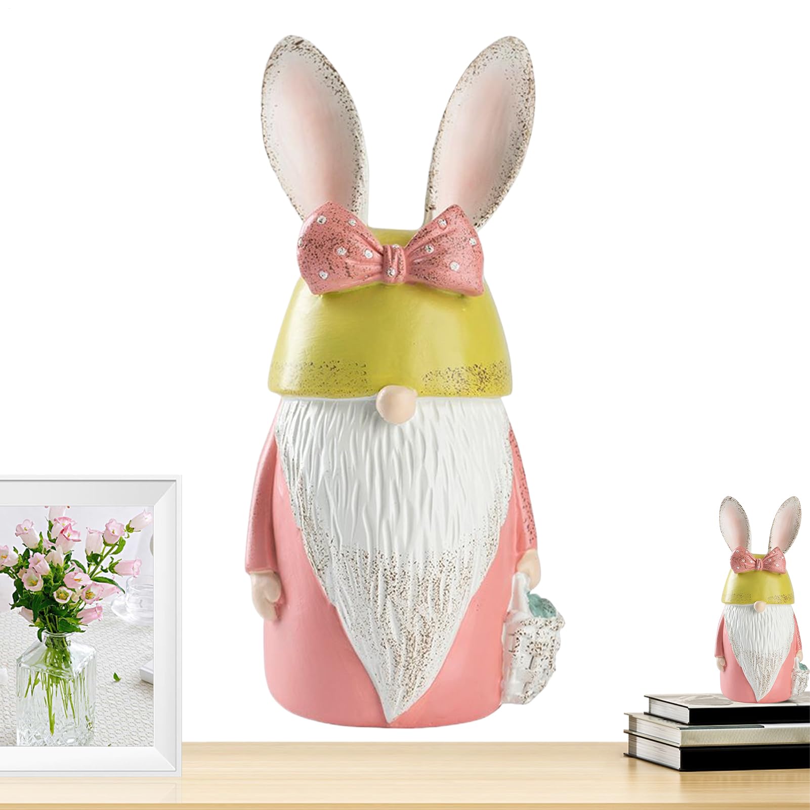 Gnomes de jardin lapin de Pâques statuette résine extérieur pour pelouse et patio