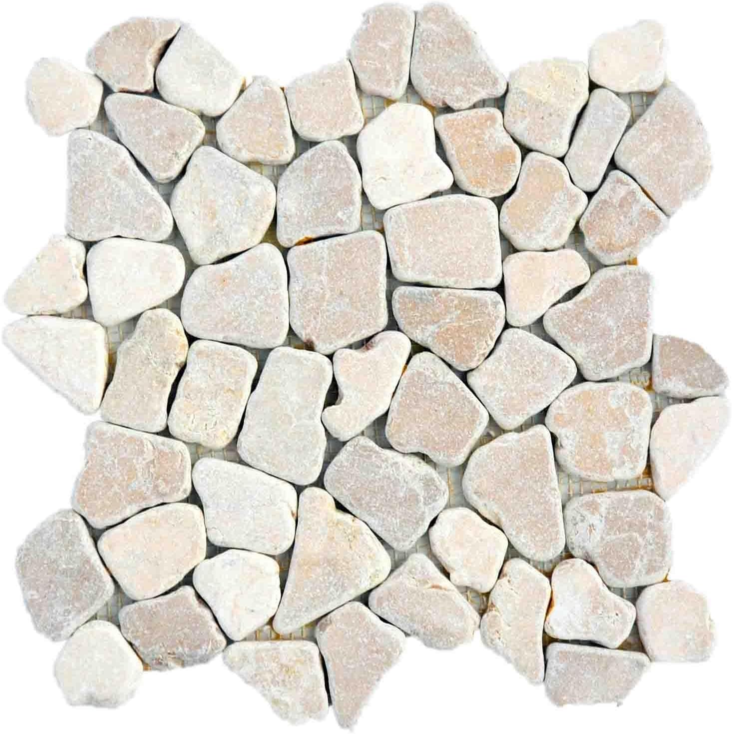 Pebble Mosaics Mosaic Ivory Tile 12x12
