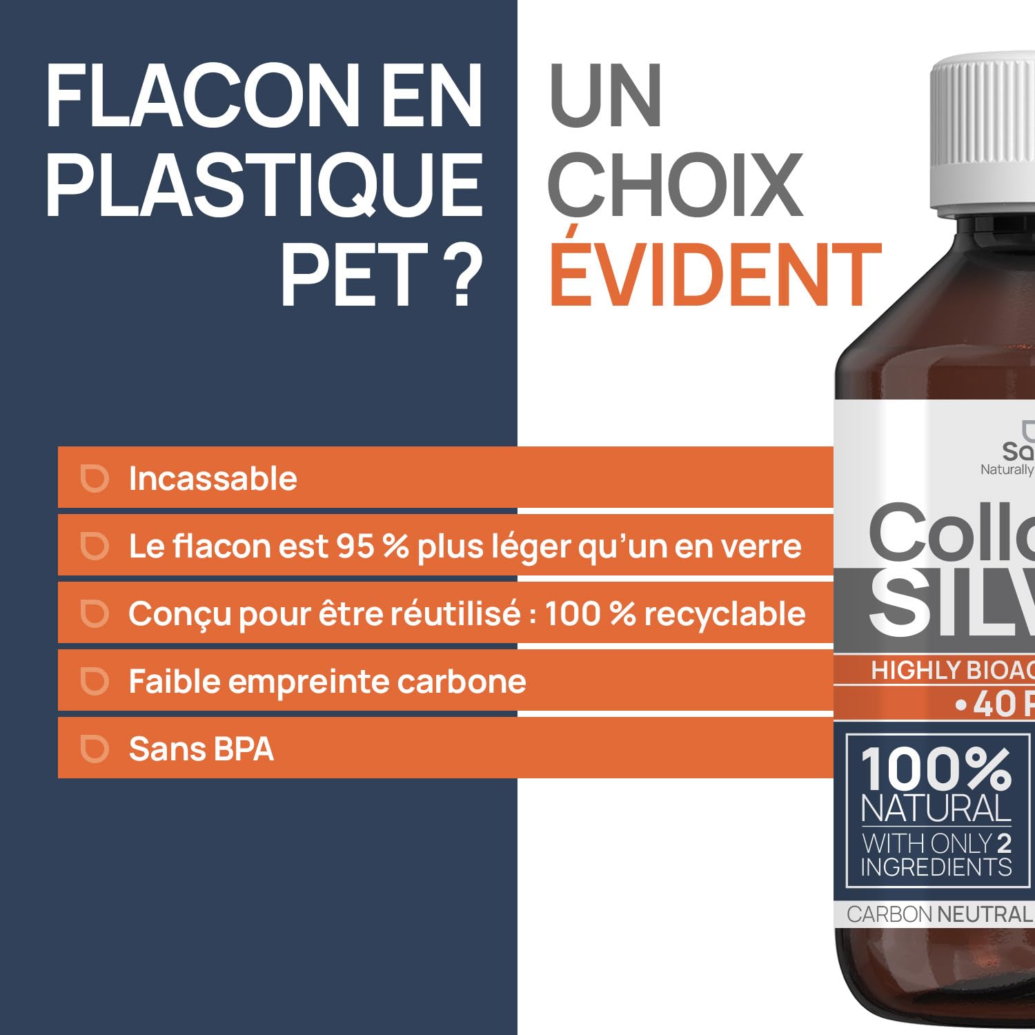 Argent Colloïdal 40 PPM 1000 ml - Supérieur au 15ppm & 20ppm - Oligo élément bio disponible - Liquide 100% Naturel - Pour famille & Animaux