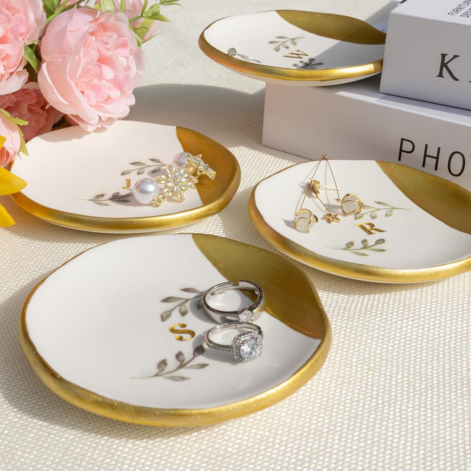 Jewelry Dish Tray, Initial Ring Dish, Monogrammed Ring Plate, Personalized Engagement Gift for Women, Bridal Shower & Wedding Jewelry Tray for Women, Friends, Sisters image 5
