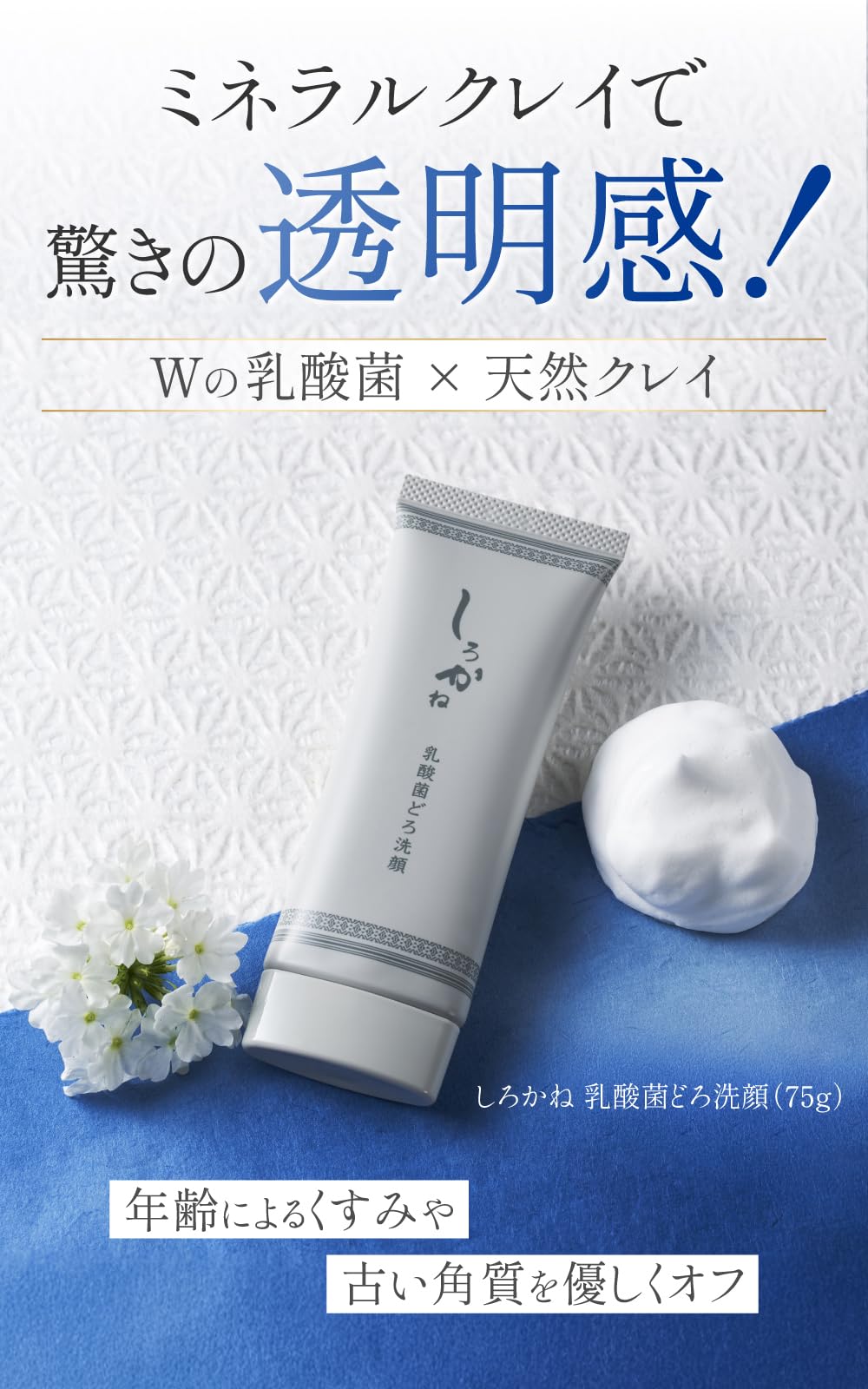 Amazon | 【Wの乳酸菌×天然クレイ】 しろかね 乳酸菌 どろ洗顔 泡 洗顔