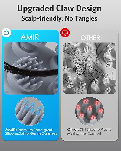 Miniatura 2 de AMIR Masajeador eléctrico de mano para el cuero cabelludo, masajeador de cabeza portátil con amasado 96 nodos de masaje, masajeador de cabeza para