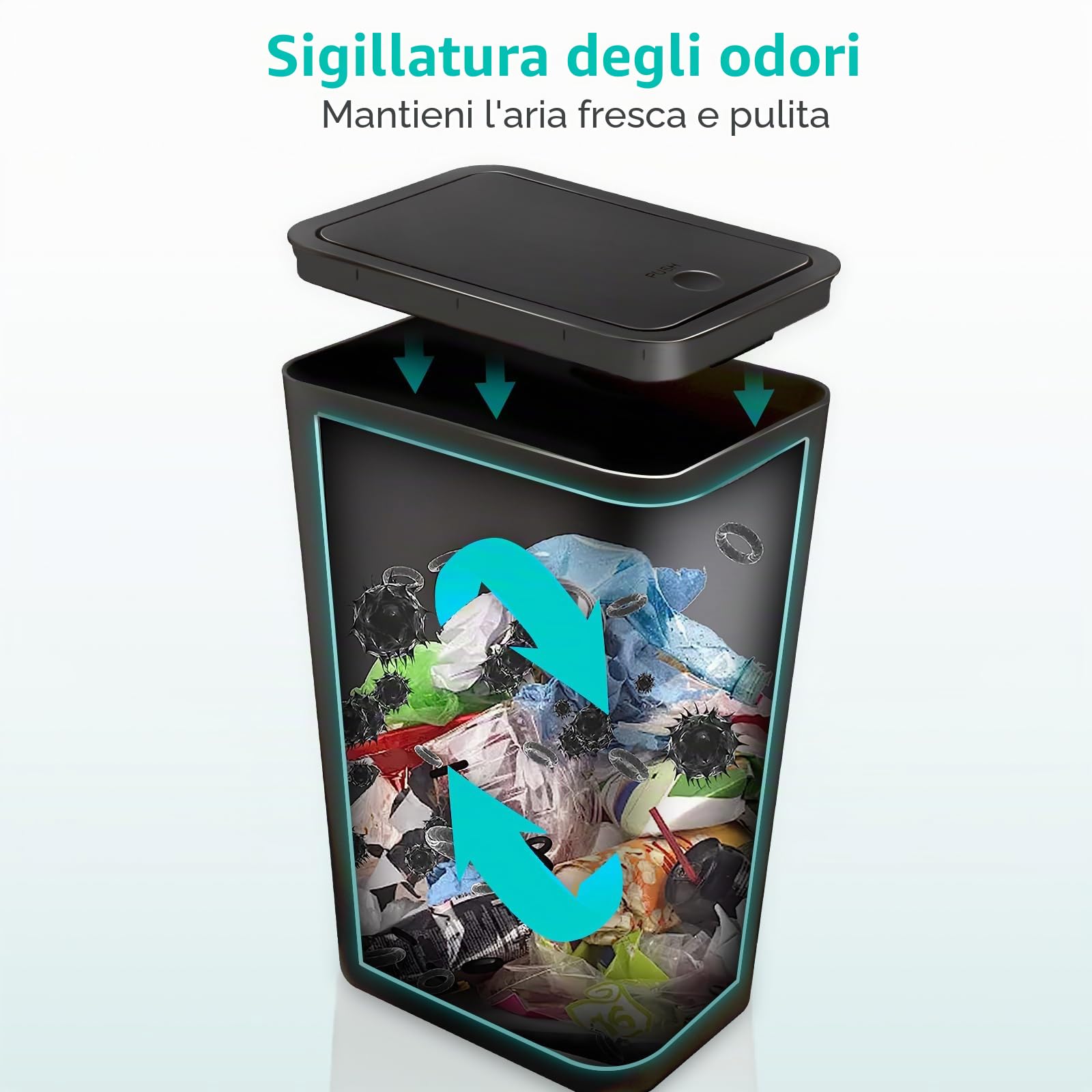 Kssvzz 3 Pezzi Pattumiera Bagno con Coperchio, 10L Cestino Spazzatura Diverse Colorazioni, Bidoncino Bagno Realizzata in Plastica di Alta Qualità, 22x16x33cm (Nero)