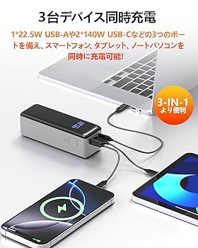 大容量モバイルバッテリー 40000mAh デュアルチャンネル140W急速充電 Amazon | Raydyn 大容量モバイルバッテリー 40000mAh デュアル