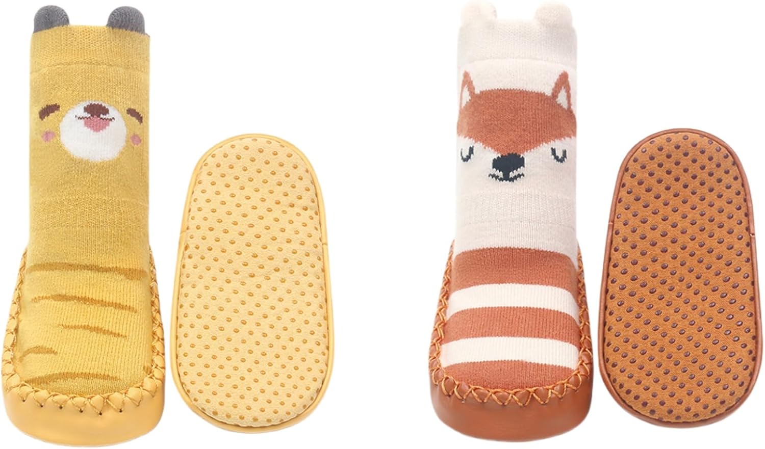 BEHELE Baby Toddler Non-skid Sock Shoes Non Slip Floor Slipper for Boys Girls First Walking 2 Pairs