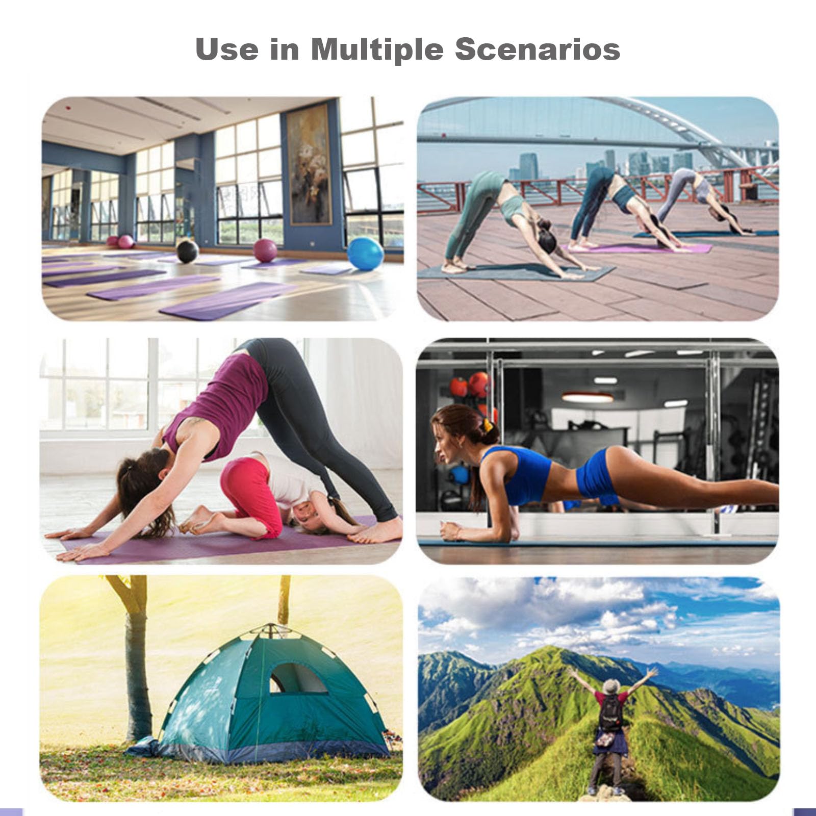Tappetino per Pilates per Esercizi Antiscivolo, Tappetino per Yoga Portatile, Tappetino per Fitness ed Esercizi Pieghevole Leggero Antiscivolo Ecologico