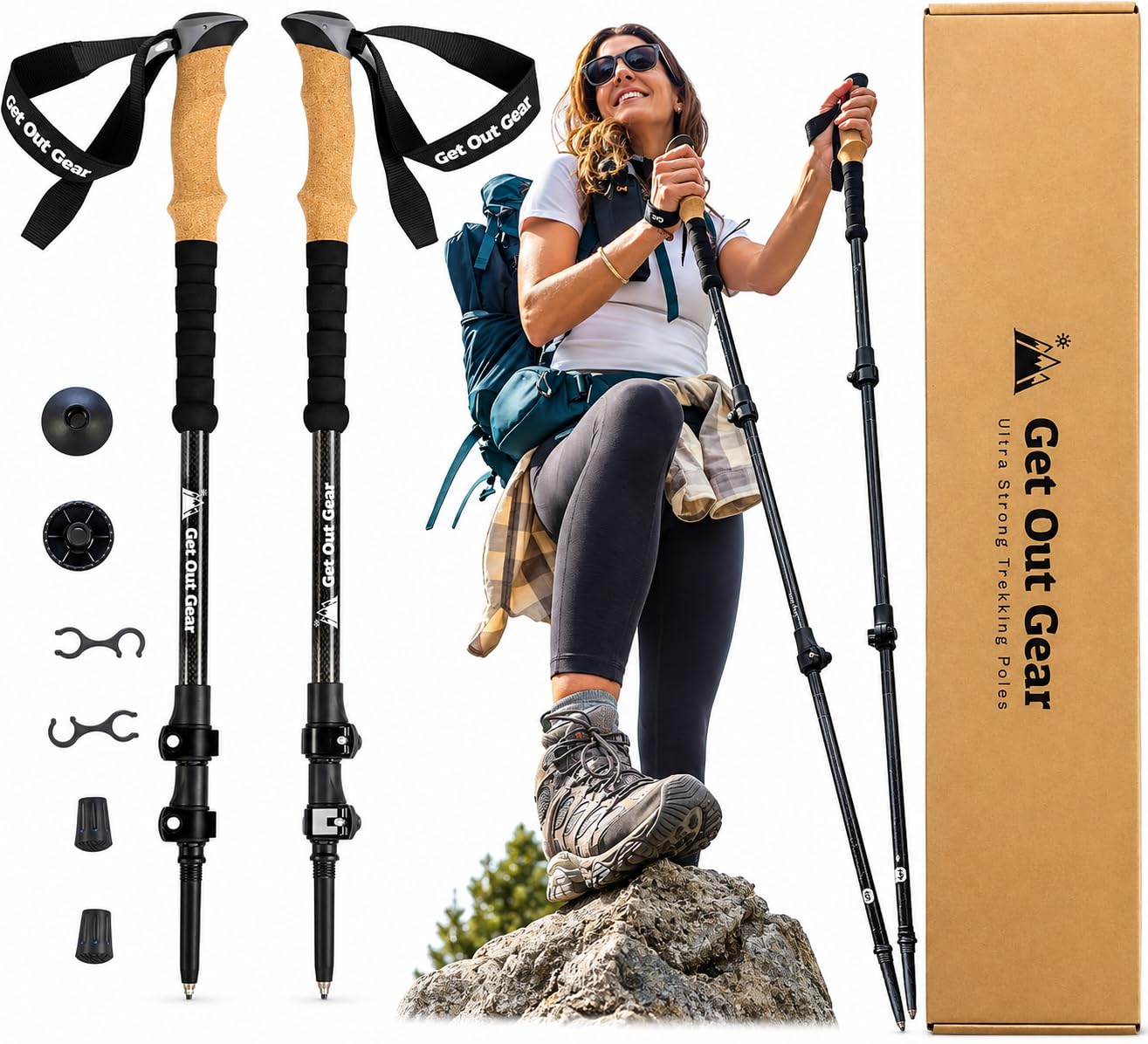 Goat Stix Heavy-Duty Carbon Fiber Trekking Poles, 50 Percent Thicker 1.5 mm Walls, All-Me…