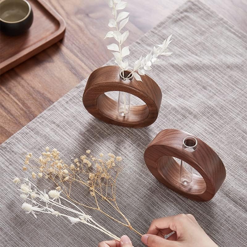 Miniatura 5 de WONQEXZ Jarrón de mesa, moderno jarrón de propagación de macetas bohemias, macetas de interior para decoración de escritorio, florero de madera de