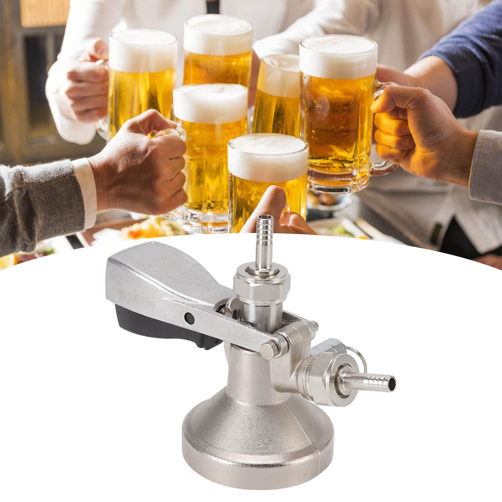 Fasskupplung, G5/8 G Typ Bierfass Zapfhahnspender mit Edelstahlsonde, Heim Bar Brauzubehör