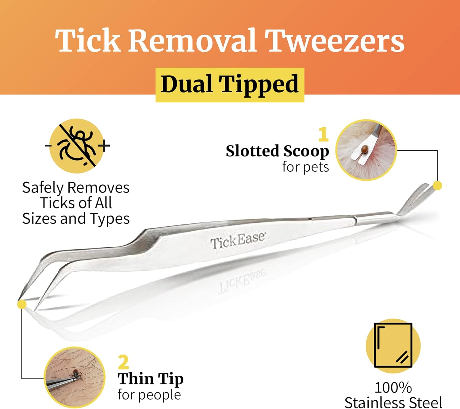 TickEase Tick Remover Safest Tick Removal for People, Dogs and Cats