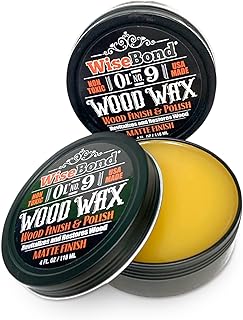 WiseBond Olâ€™ No.9 Natural Clear Wood Wax Finish and Polish (4oz), Penetrating Hardwood Furniture Finish Made in The USA