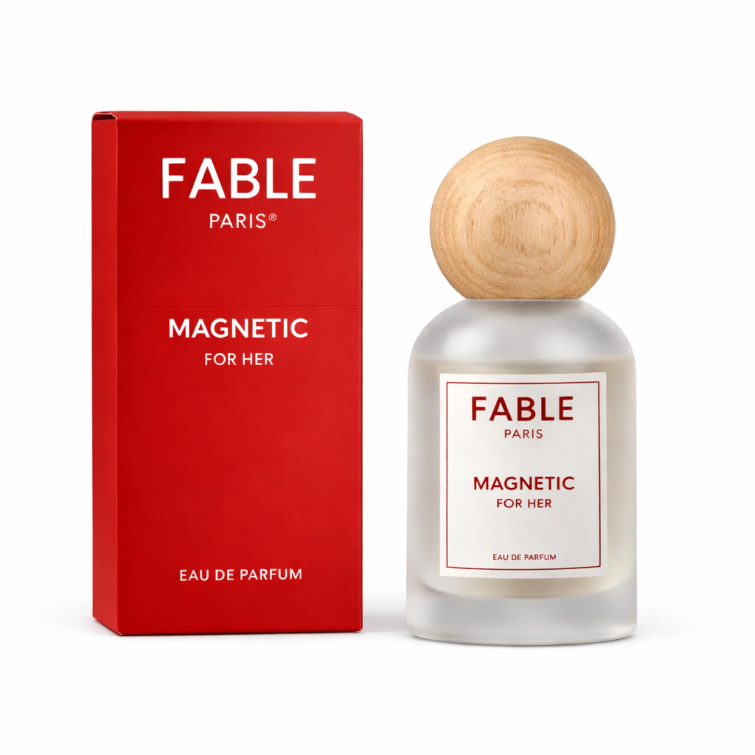 Pheromon Parfum Damen, FABLE PARIS MAGNETIC FOR HER Eau de Parfum Frauen, Sinnlicher femininer Duft, Langanhaltend Rose Pfirsich Moschus Amber, Parfum Duft, Geschenk für Frauen, Made in Germany, 50 ml