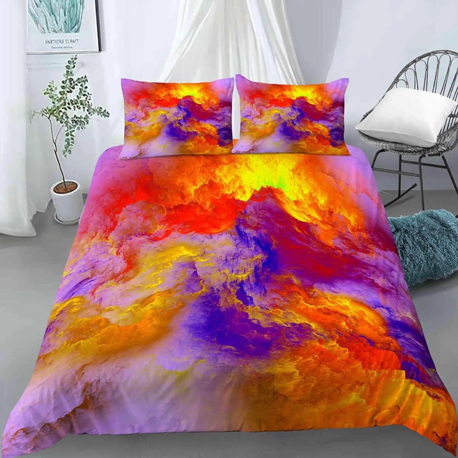 Housse de couette nuage en microfibre lit King 240x220cm design espace