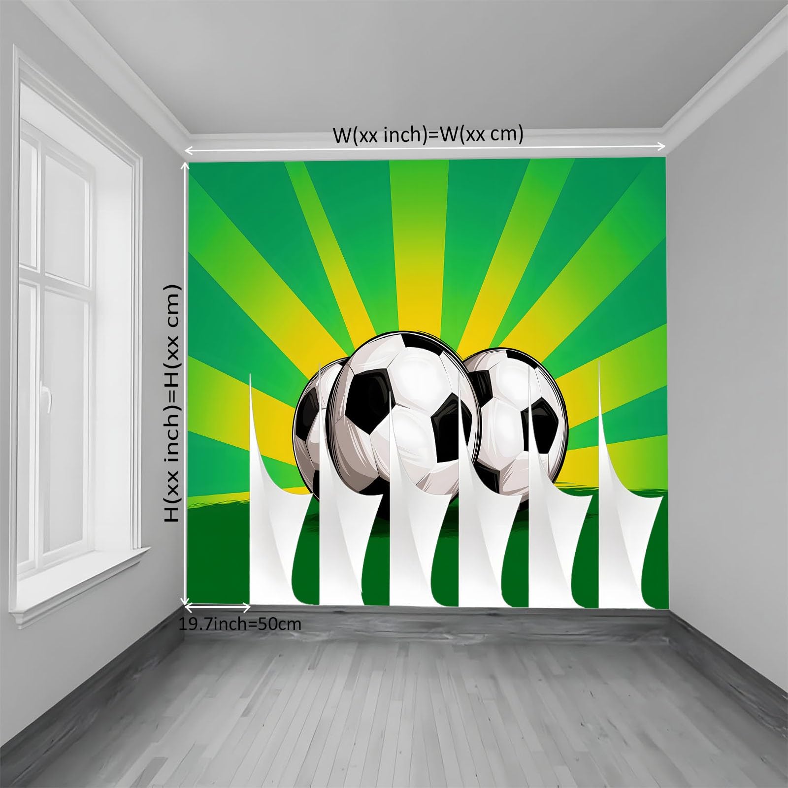 WTD - Carta da parati fotografica 350 x 256 cm, motivo: videogiochi, sport, calcio, grande sfondo TV, sfondo verde, in tessuto non tessuto, per soggiorno, camera da letto, decorazione murale