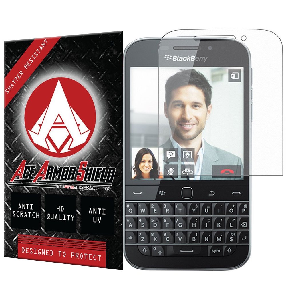 Ace Armor Shield Shatter Resistant Screen Protector for the Blackberry Classic Q20 / Military Grade / High Definition / Maximum Screen Coverage / Supreme Touch Sensitivity /Dry or Wet Easy Installation with free lifetime replacement warranty